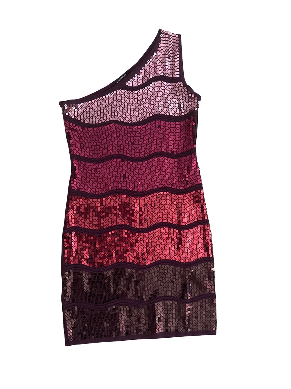 WOW couture One-Shoulder Sequin Ombre Dress in Pink and Burgundy
